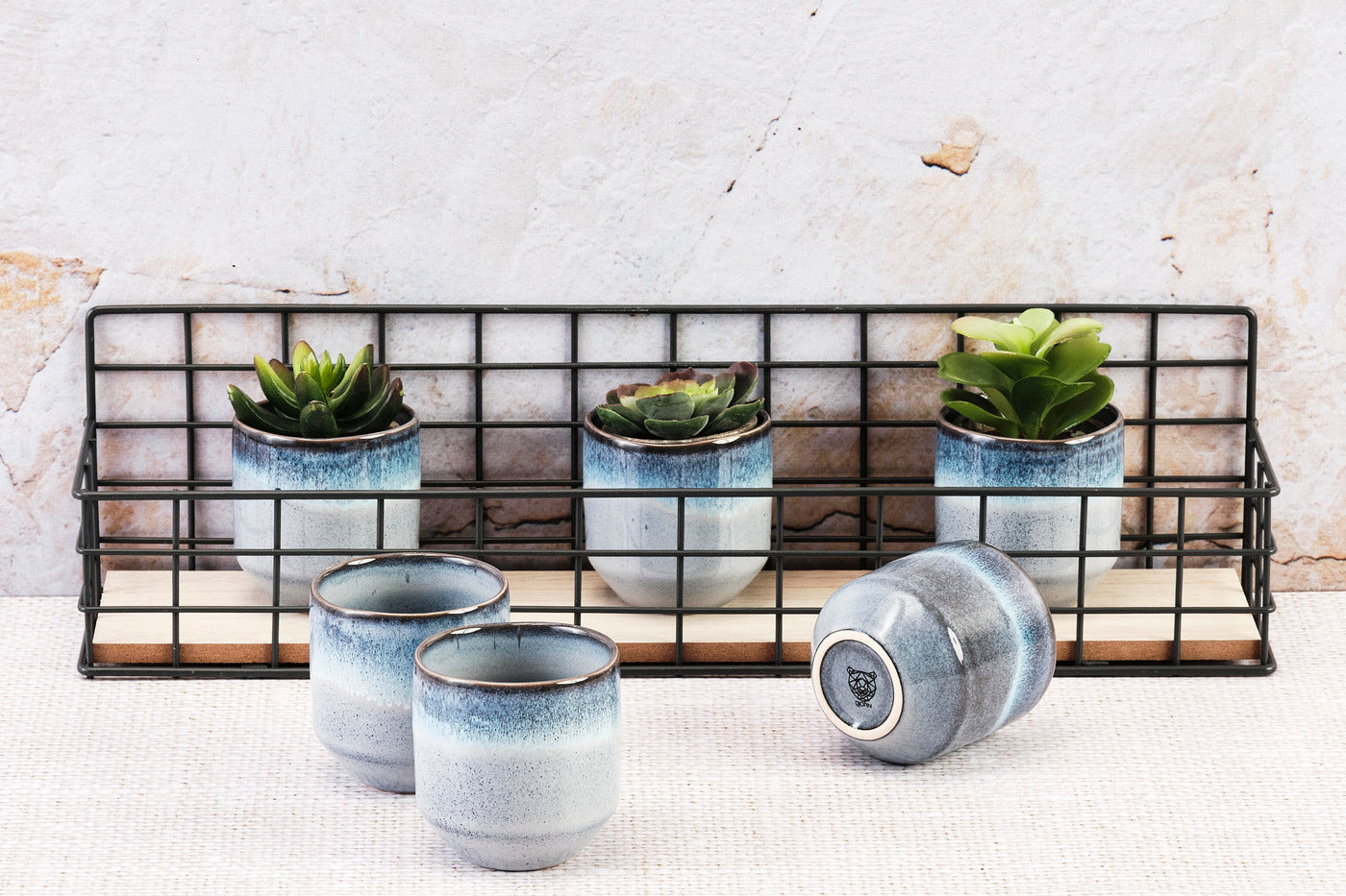 Lot de 6 tasses en grès bleu D7.2 Björn - Mathon - 2