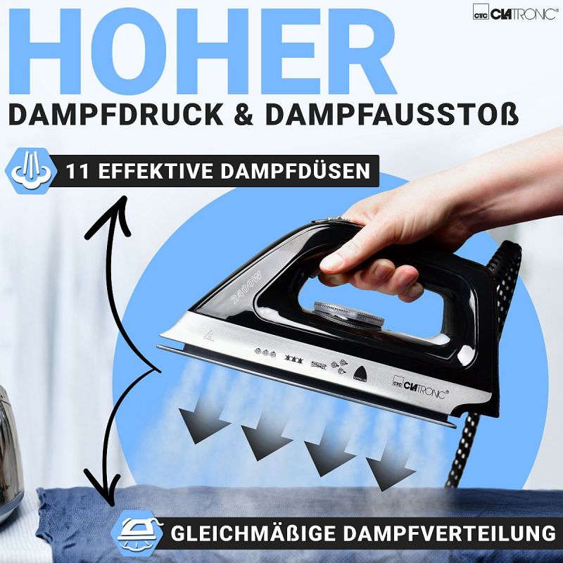 Centrale vapeur avec semelle en céramique 3,5bar Clatronic DBS3749-Noir Clatronic - Mathon - 6