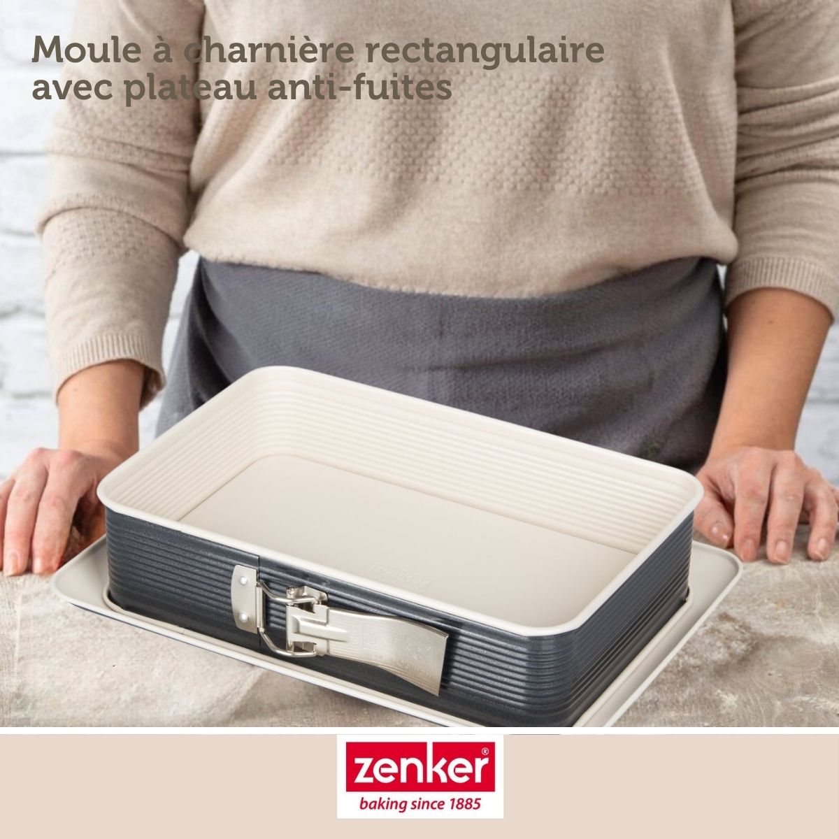Ensemble de 2 Moules à charnière rectangulaire 28 x 18 cm crème noir Zenker Smart Pastry Zenker - Mathon - 2