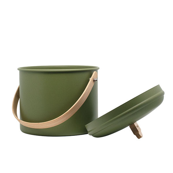 Seau à compost en acier et anse en bambou 7 L Pebbly - Mathon - 2