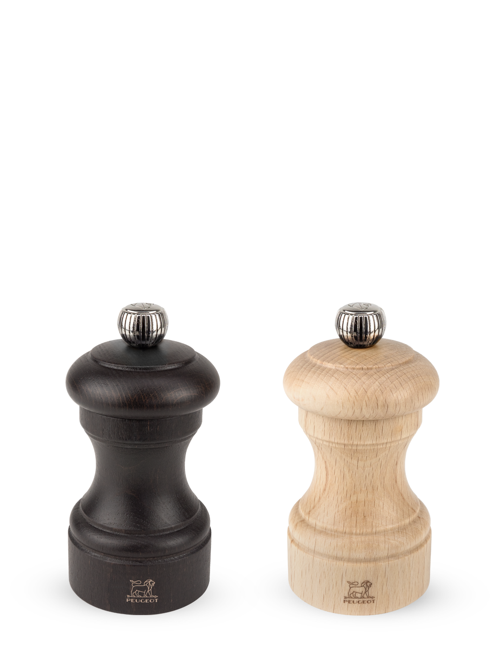 Bistro Duo de moulins à poivre et à sel manuels en bois couleur chocolat et naturel 10 cm Peugeot - Mathon - 1