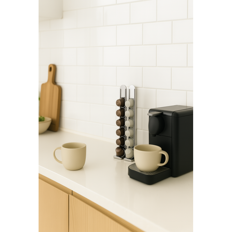 Lot de 2 supports muraux compatibles avec les capsules de café Nespresso, acier inoxydable, KAPSULAS Don Hierro - Mathon - 2