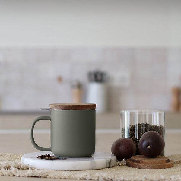 Tisanière mug Juliet en grès vert 300 ml Ogo - Mathon - 2