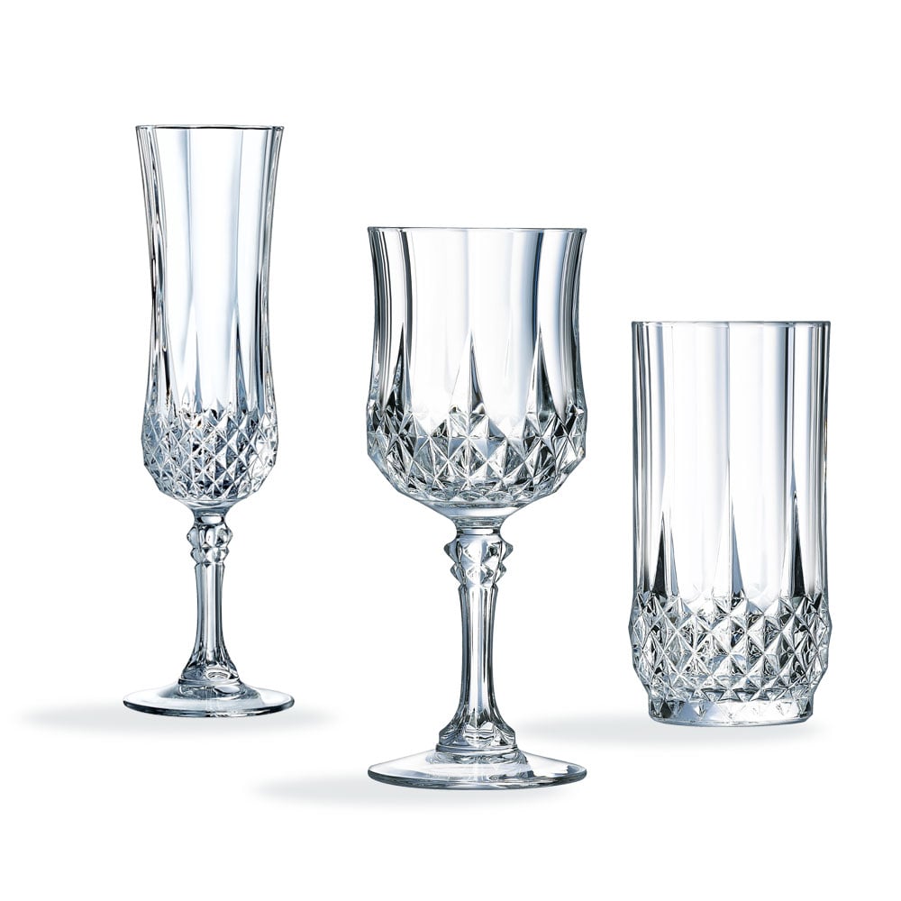 Ensemble 18 pièces, verres à pied et verres à eau Longchamp - Cristal d