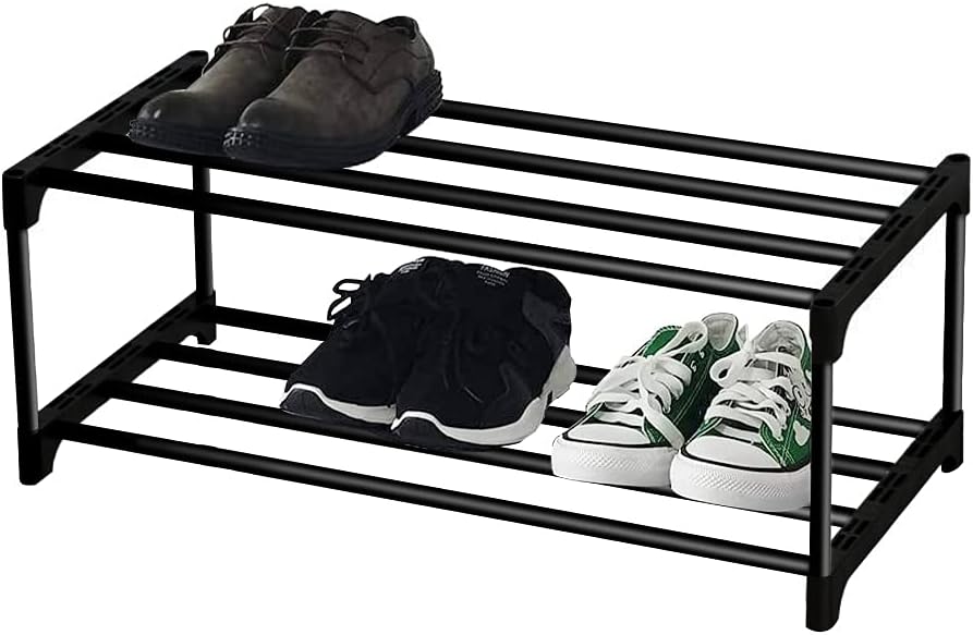 Étagère chaussures à 2 niveau peut contenir 6 paires de chaussures noir Vendos85 - Mathon