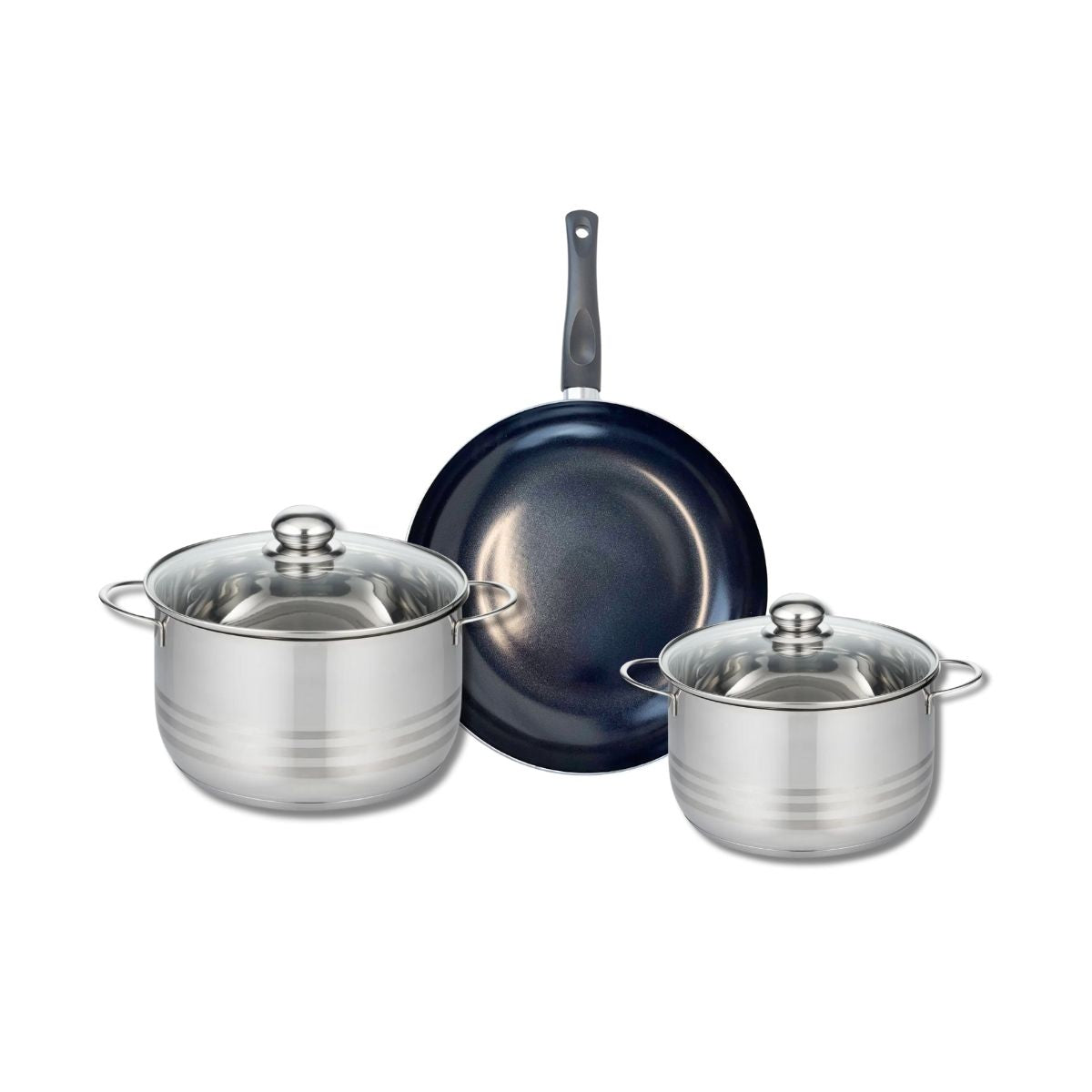 Ensemble de 1 Poêle de cuisson 28 cm et 2 faitouts 20 et 24 cm  Prima Brillant Elo - Mathon - 1