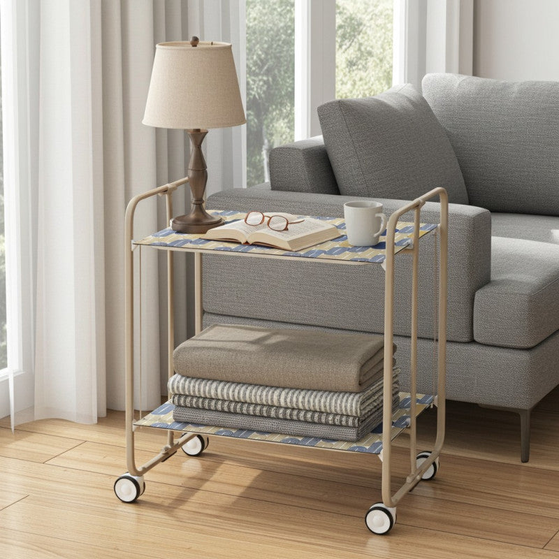 Desserte pliante 2 niveaux avec roulettes – structure couleur sable, bauhaus Don Hierro - Mathon - 2