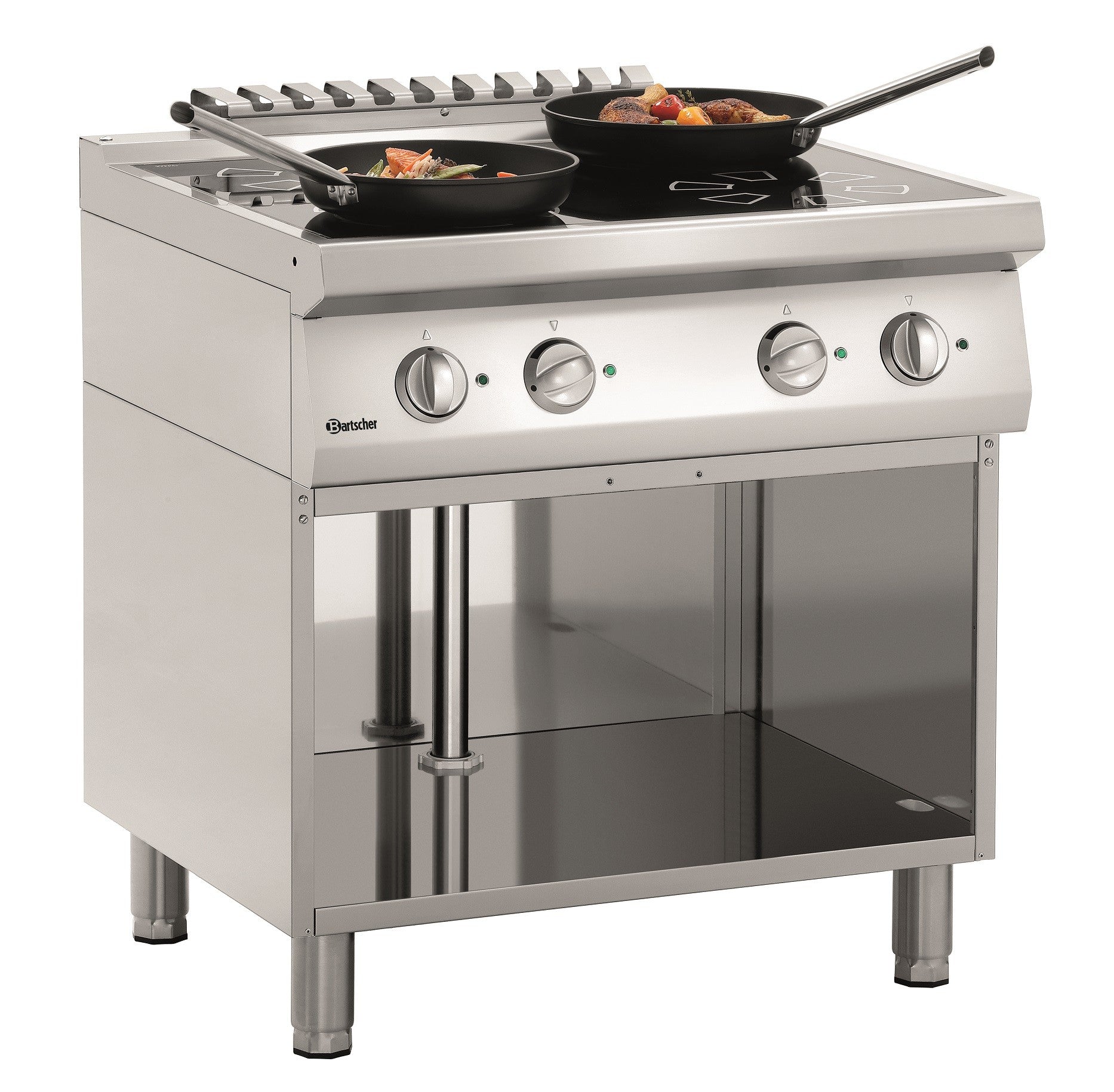 Fourneau sur meuble à induction 4 foyers - 20 kW - soubassement ouvert - Bartscher - Mathon - 3