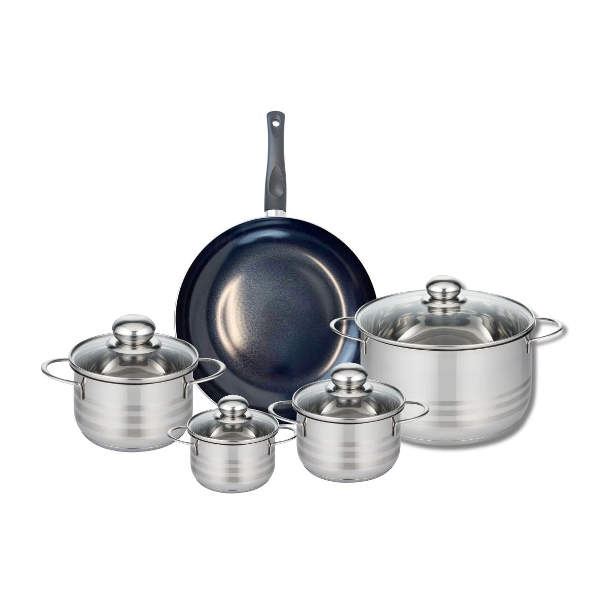 Ensemble de 1 Poêle de cuisson 28 cm et 4 faitouts 12, 14, 16 et 24 cm  Prima Brillant Elo - Mathon - 1