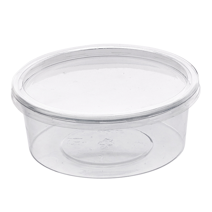 50Pcs - Pot Deli rond PET transparent avec couvercle rentrant   H38mm 200ml FirstPack - Mathon