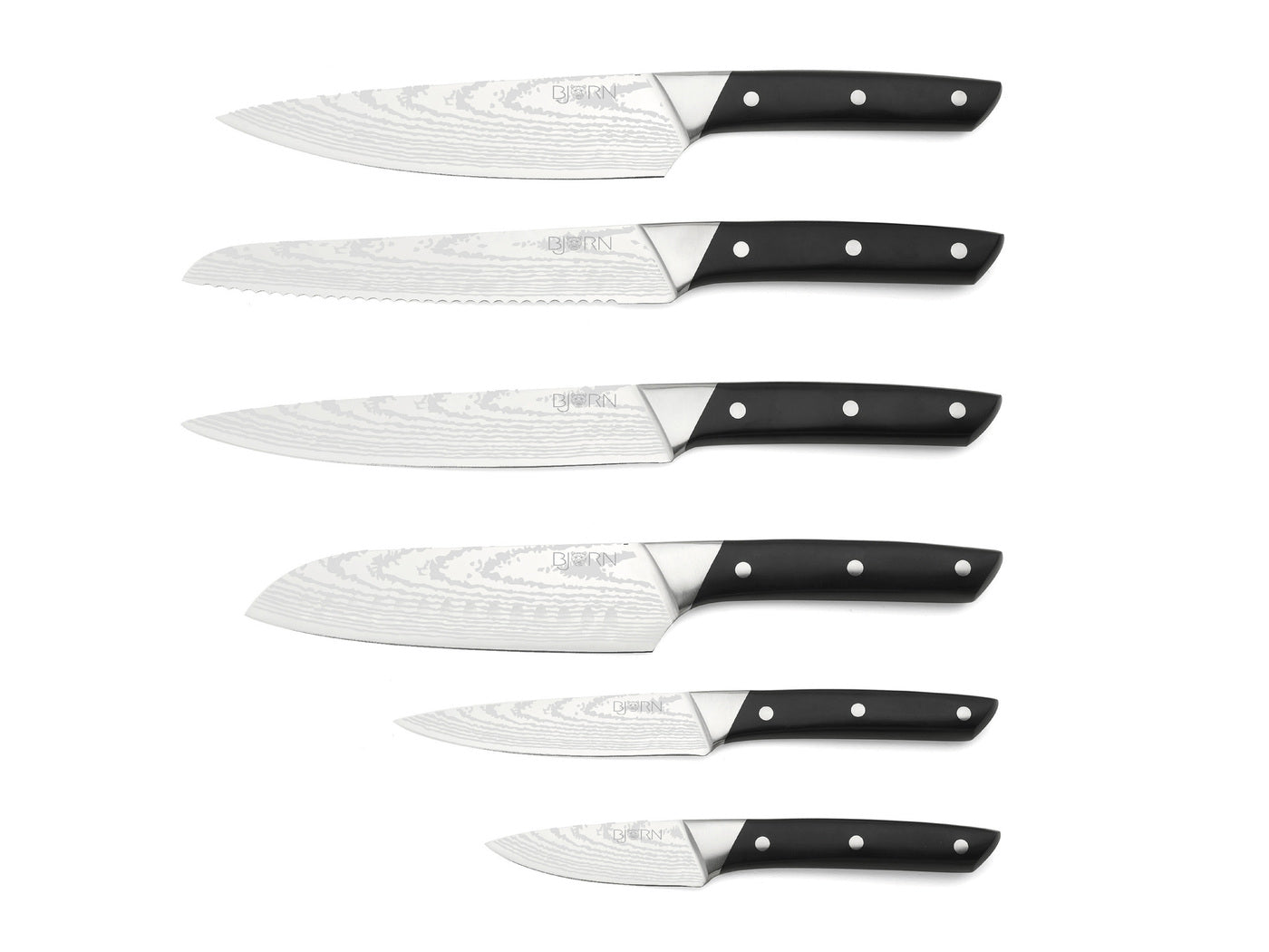 Lot de 6 couteaux de cuisine en inox noir D Björn - Mathon - 1