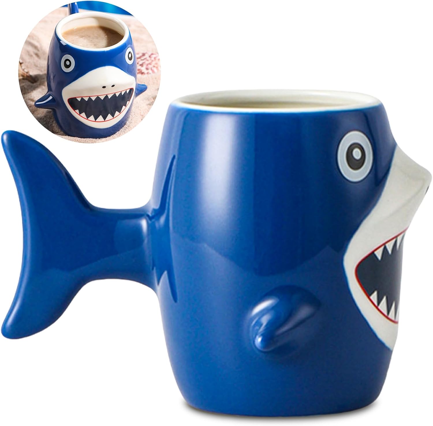 Tasse Requin Bleu 3D 450 ml – Céramique Fantaisie Vendos85 - Mathon