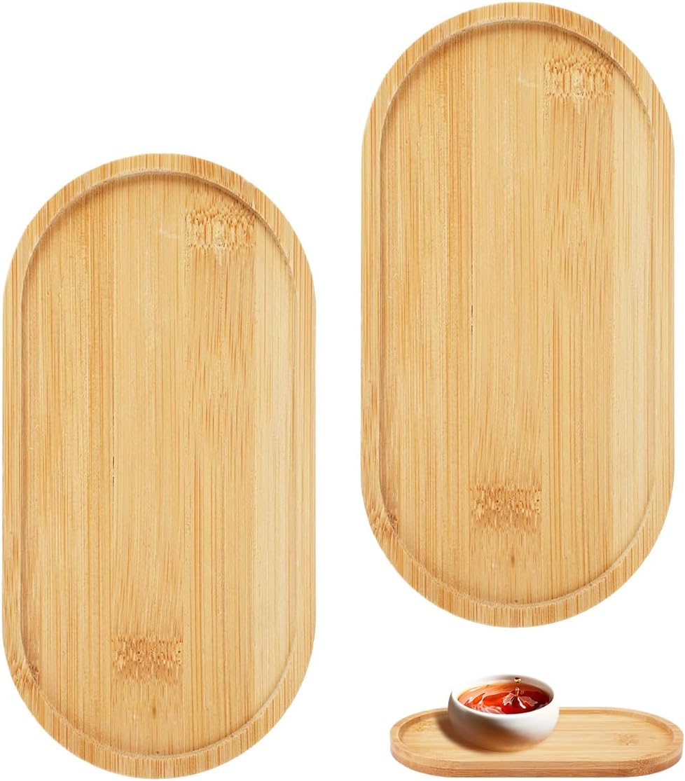 Lot de 2 petits plateaux bois bambou rectangulaires Vendos85 - Mathon