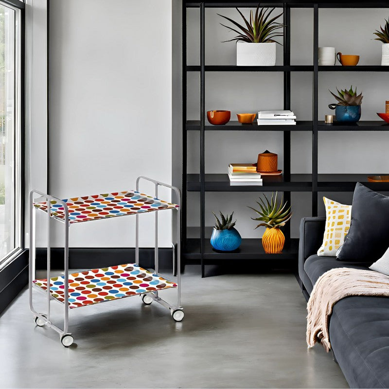 Desserte pliante 2 niveaux avec roulettes – structure gris aluminium, bauhaus Don Hierro - Mathon - 2