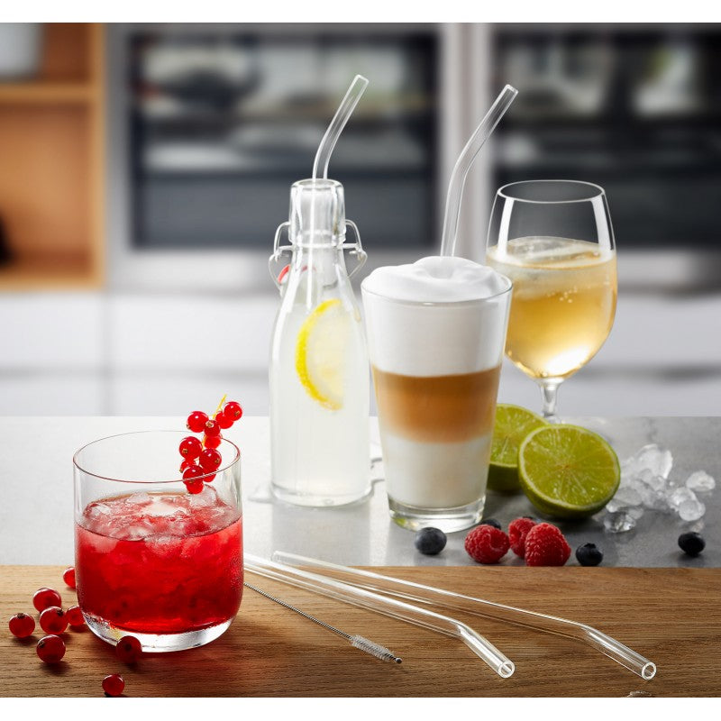 Lot de 4 pailles en verre future, 23 cm transparent, goupillon inclus Gefu - Mathon - 2