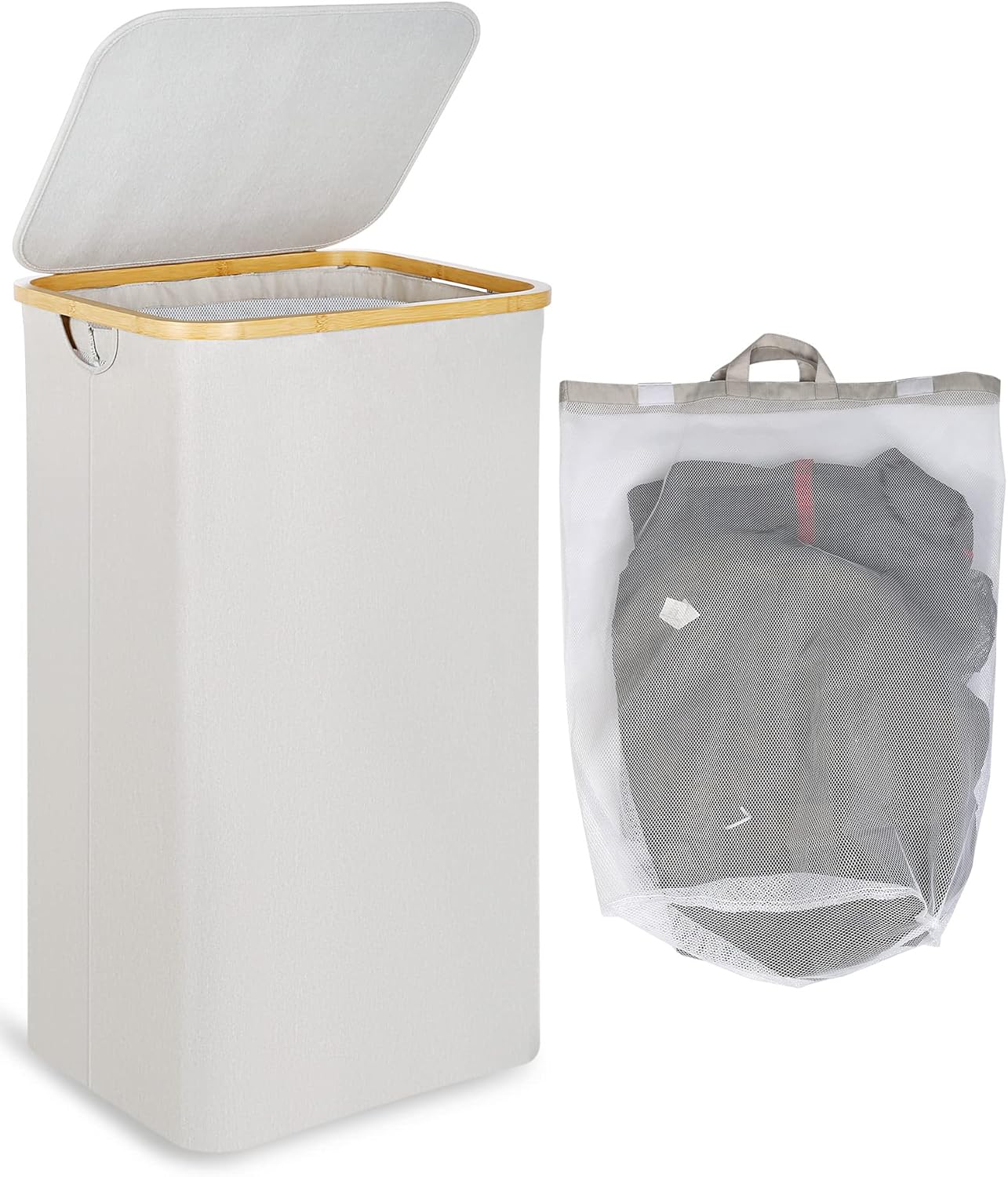 Panier à linge XL pliable 100L avec couvercle – Gris clair Vendos85 - Mathon