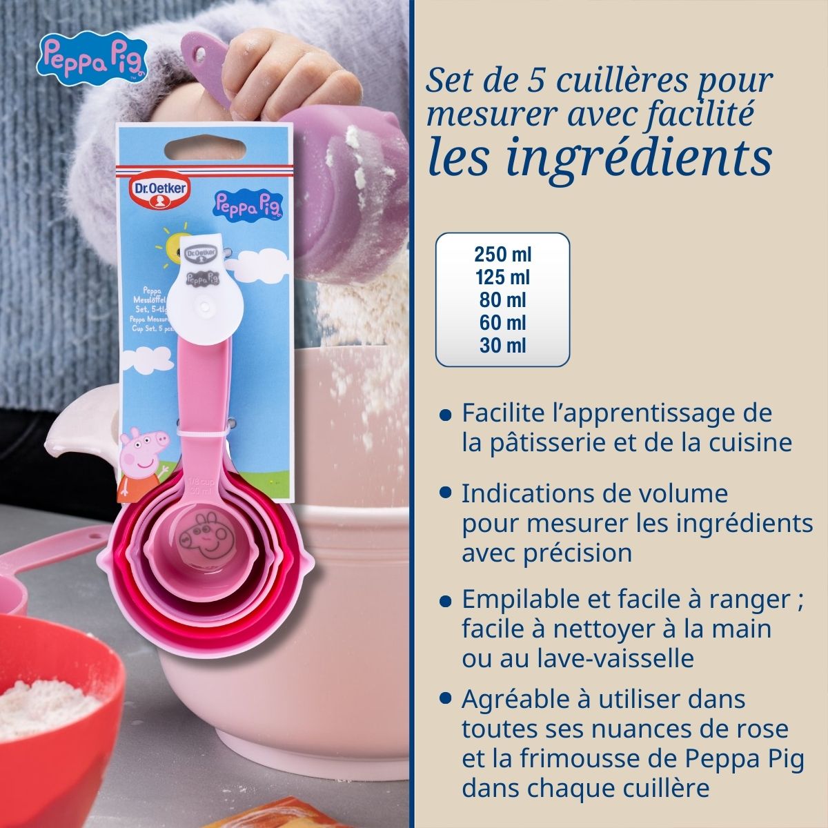 Set de 5 cuillères à mesurer Peppa Pig Dr. Oetker Peppa Pig Dr. Oetker - Mathon - 3