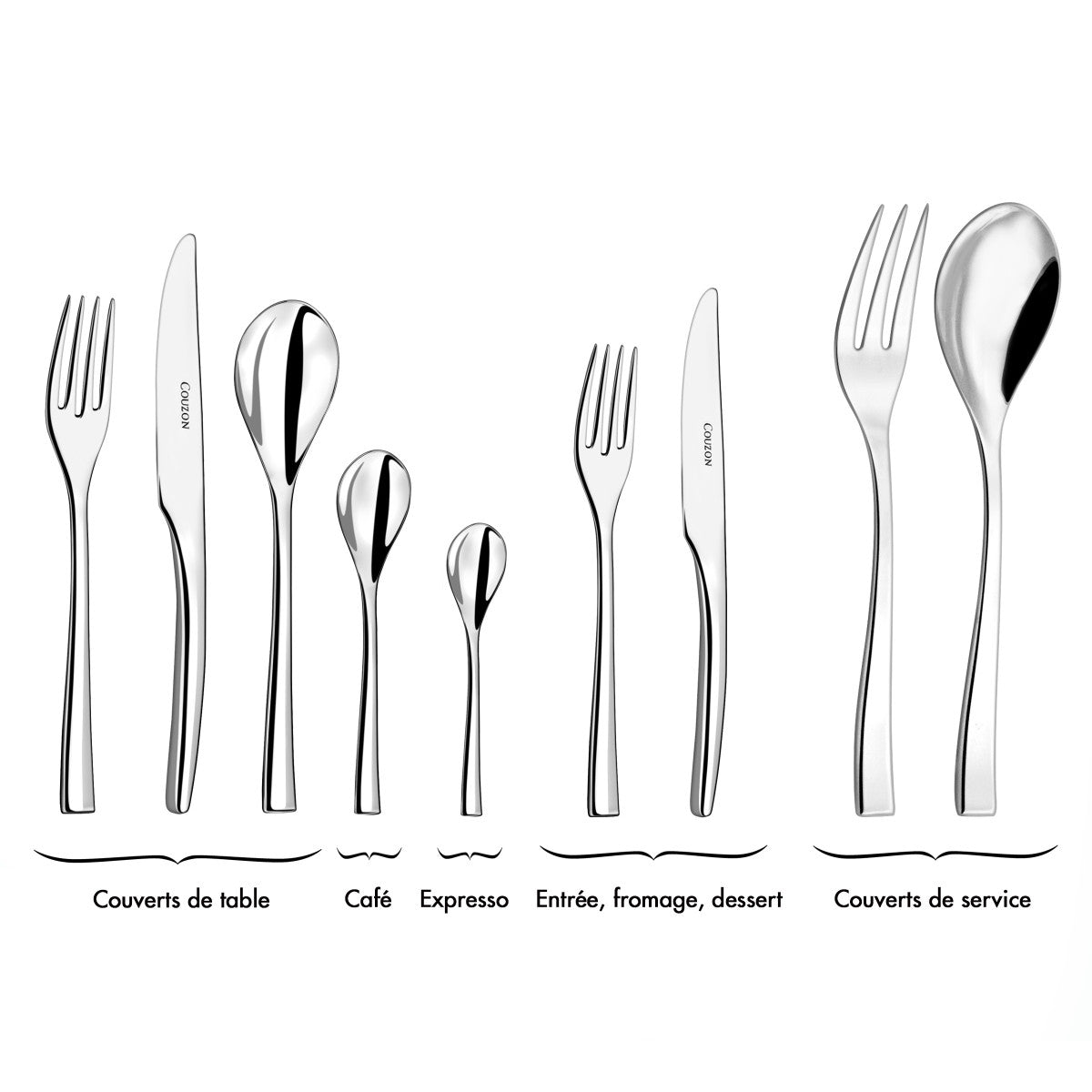 Steel - Ménagère 50 pièces en coffre bois Couzon - Mathon - 10