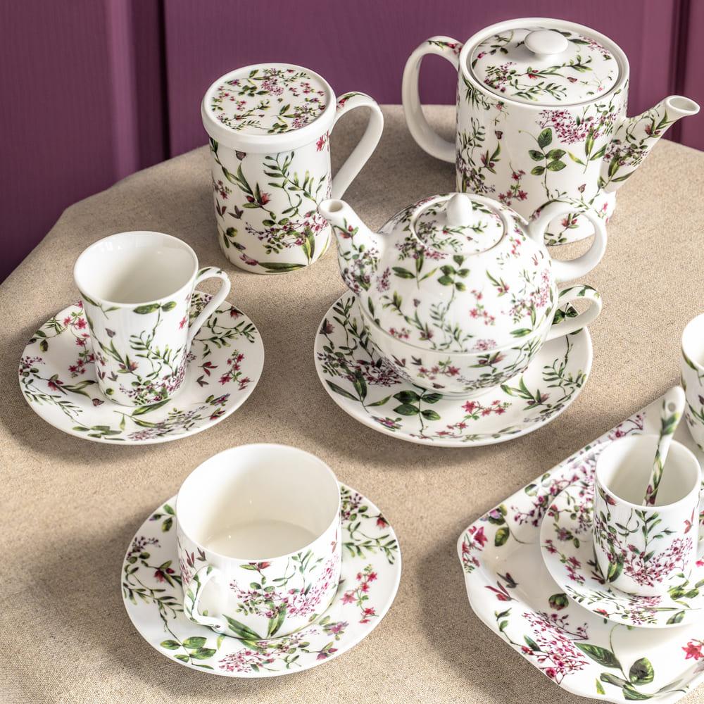 Coffret 4 pièces champêtre avec sous tasses et cuillère 16 cl Table passion - Mathon - 3