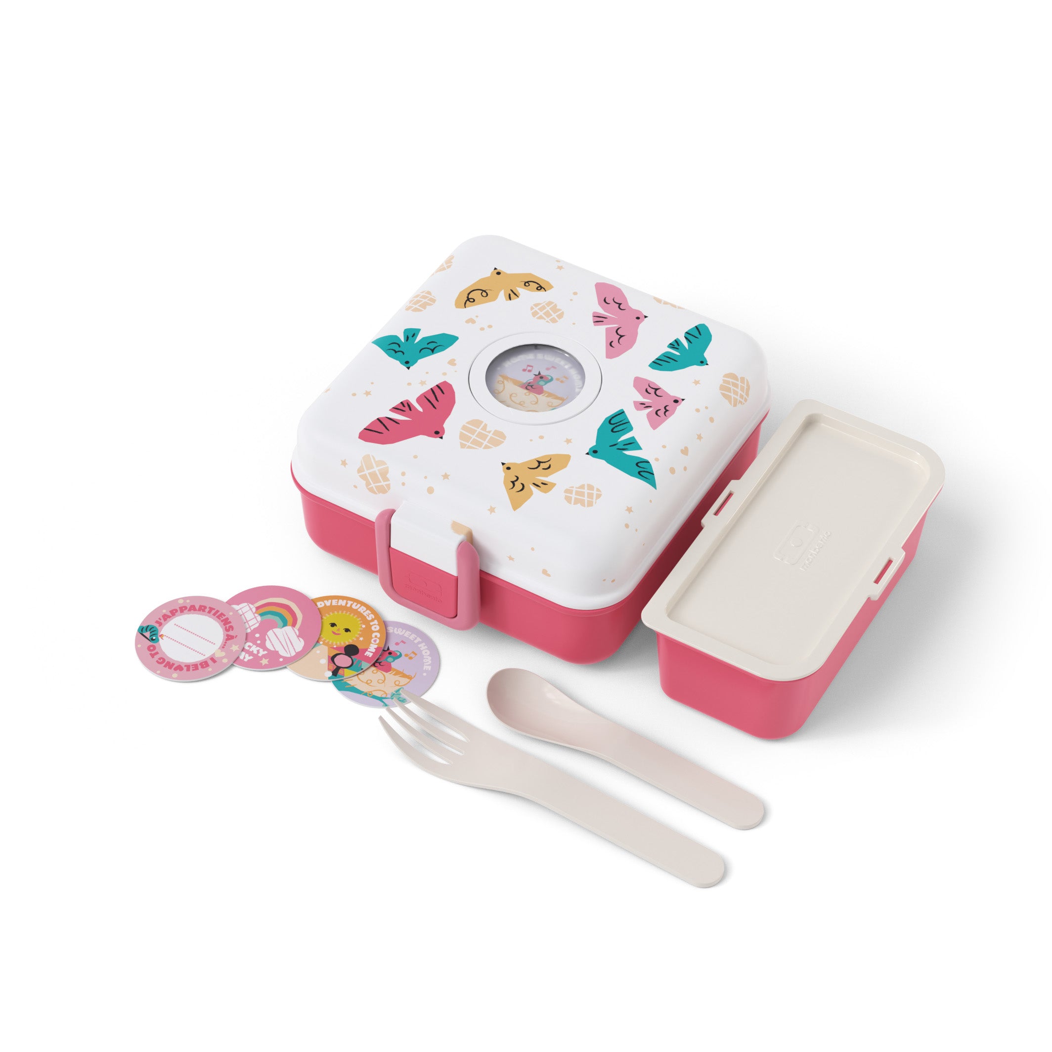Boîte à sandwich enfant Snacky 850ml rose Birds Monbento - Mathon - 4