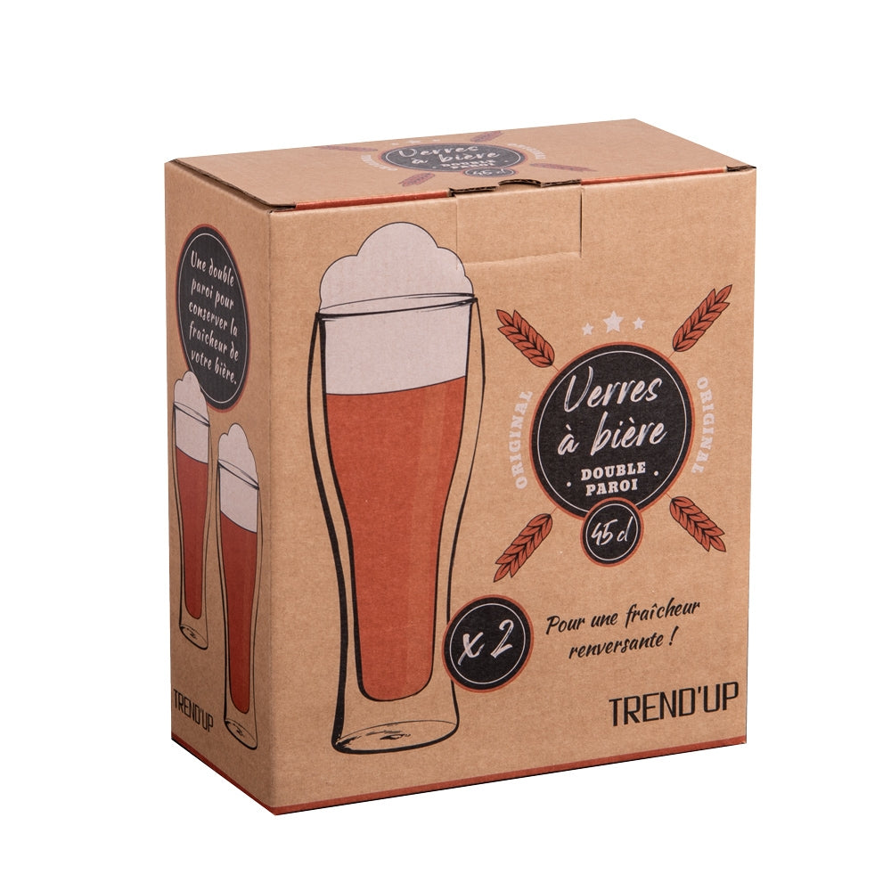 Set de 2 gobelets à bière double parois 45 cl Trend