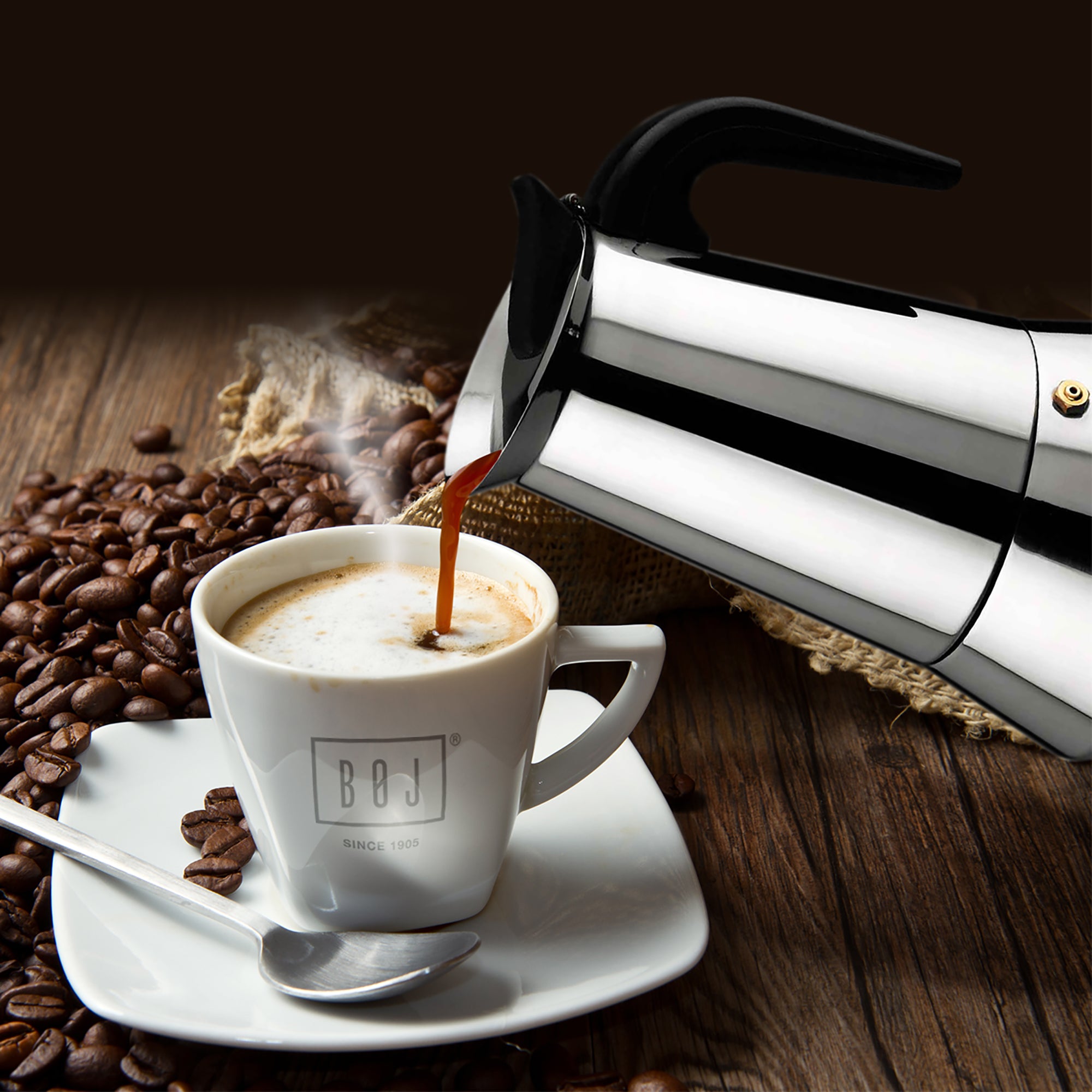 Cafetière moka Alondra 6 tasses en Acier inoxydable BOJ - Mathon - 2