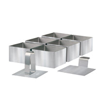 Anneaux à dessert et à manger, 8 pièces, acier inoxydable, 6 anneaux, 1 levier, 1 poinçon, carré Stoneline - Mathon - 1