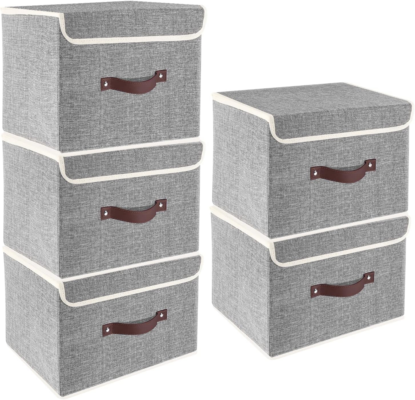 Set de 5 boîtes de rangement pliables gris Vendos85 - Mathon