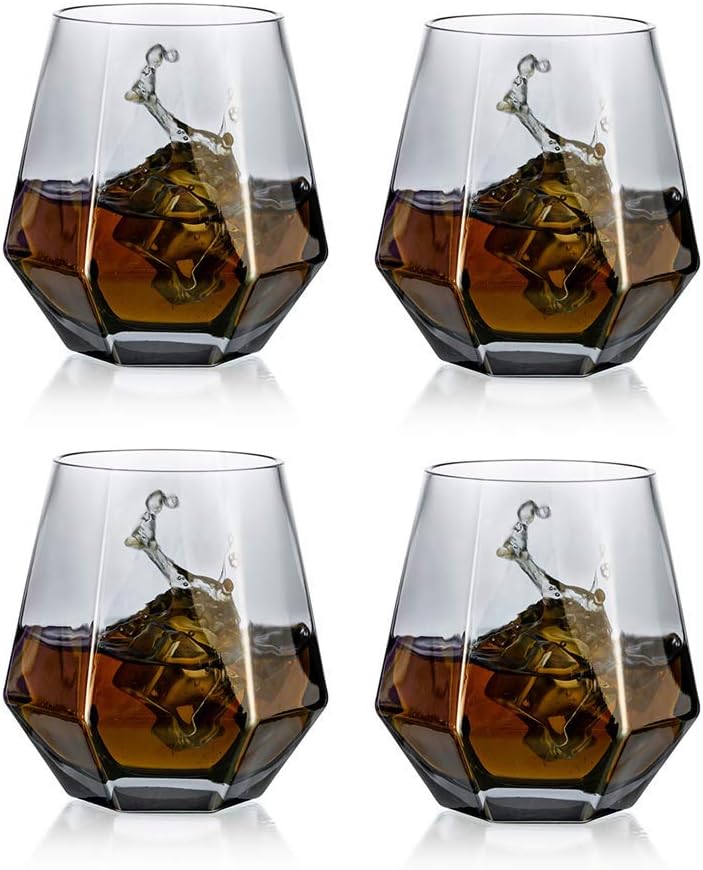 4 Verres à Whisky Géométriques Inclinés – Fond Lourd Vendos85 - Mathon