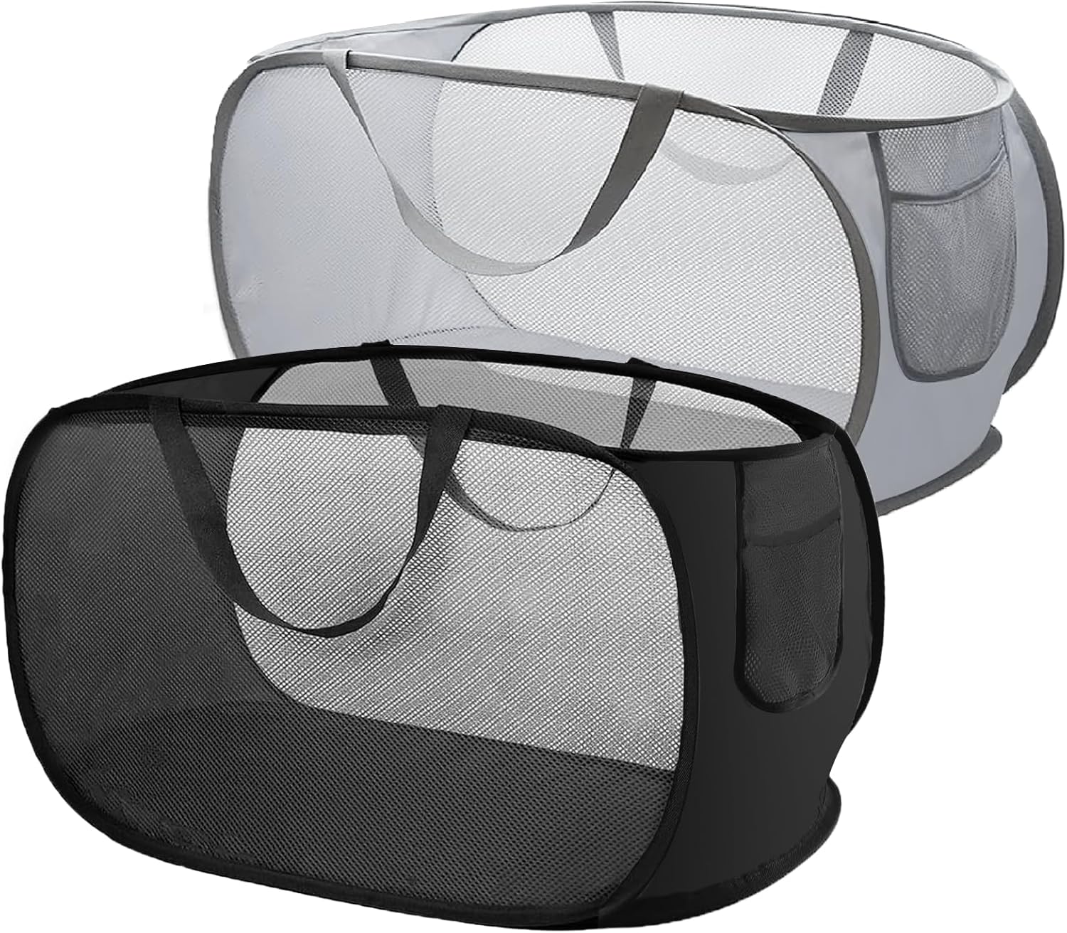 Lot 2 paniers à linge pliables noir & gris 75L Vendos85 - Mathon