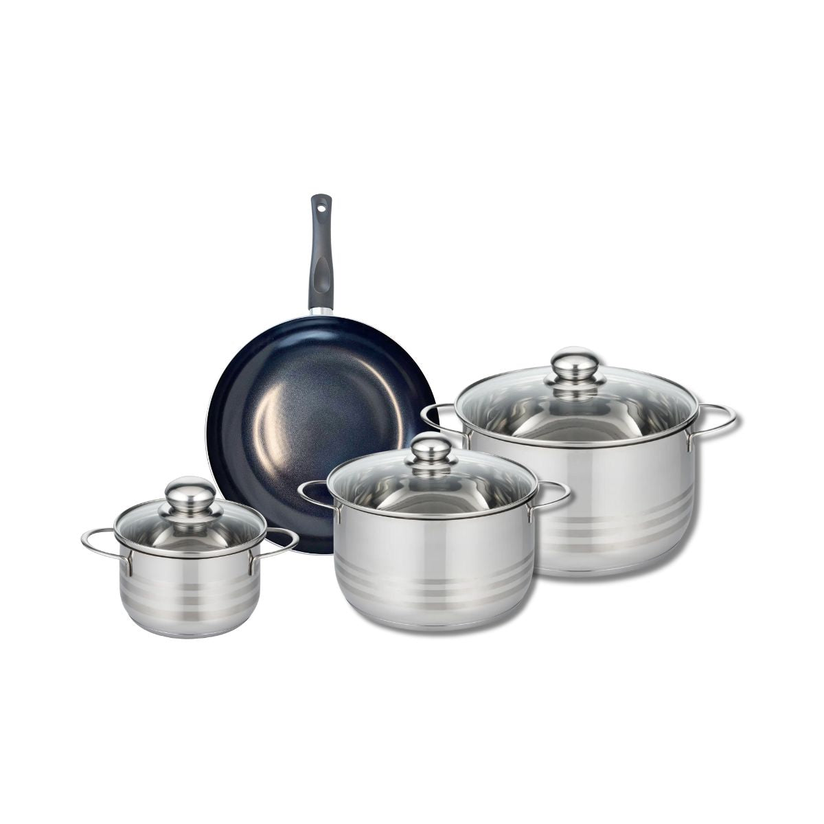 Ensemble de 1 Poêle de cuisson 24 cm et 3 faitouts 14, 20 et 24 cm  Prima Brillant Elo - Mathon - 1