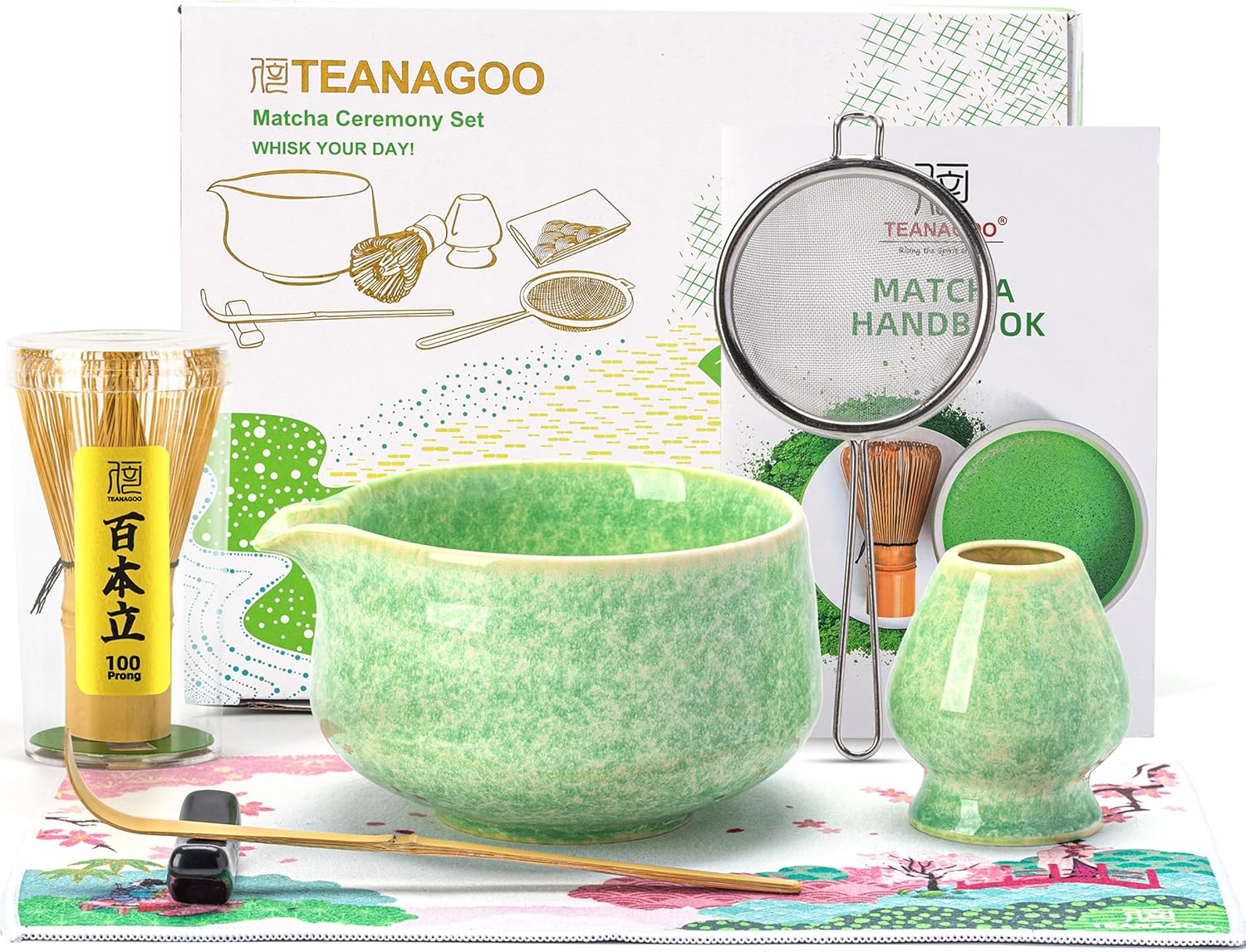 Set de cérémonie matcha vert 7 pièces avec bol et fouet vert Vendos85 - Mathon