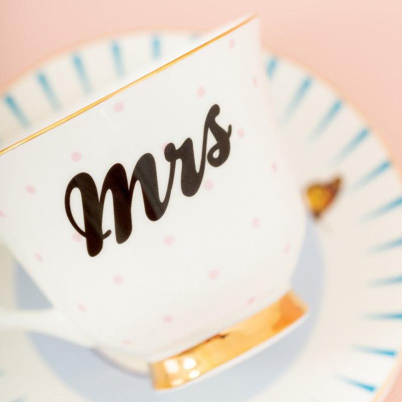 British Pomp - Paire Tasse thé (1 tasse + 1 sous-tasse) 280ml - Mrs Yvonne Ellen - Mathon - 2