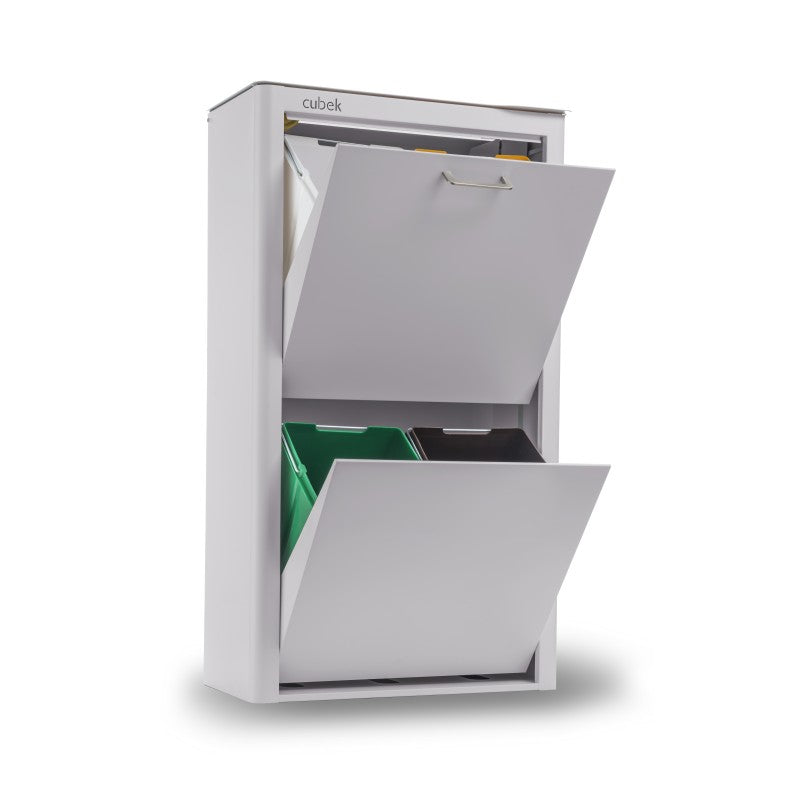 Poubelle cuisine de tri sélectif CUBEK, 4 compartiments de 20 litres, Gris Don Hierro - Mathon - 6