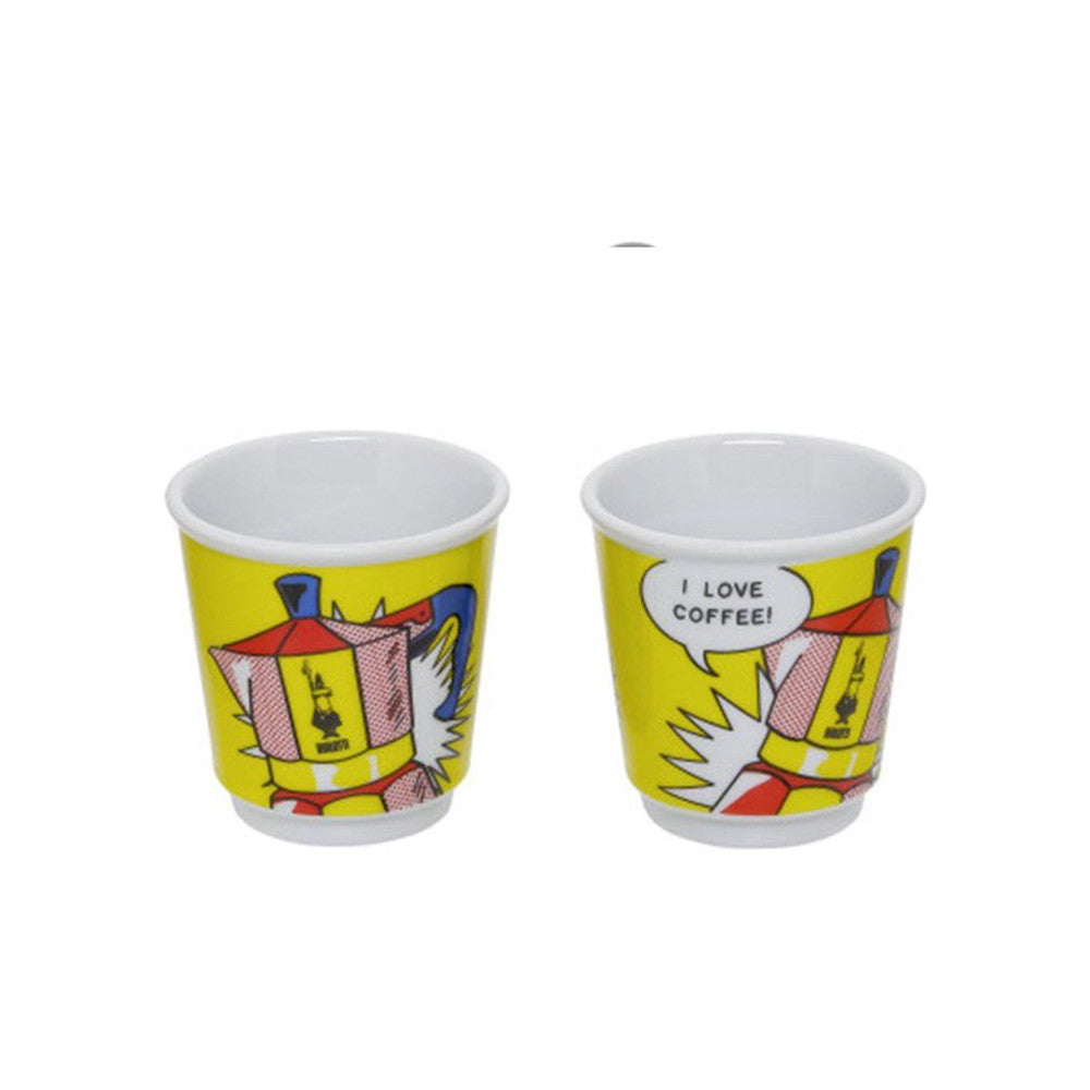 Set Cafetiere Italienne + 2 Tasses -   - Mini-express Lichtenstein - 100 Ml - Inox / Jaune Bialetti - Mathon - 3