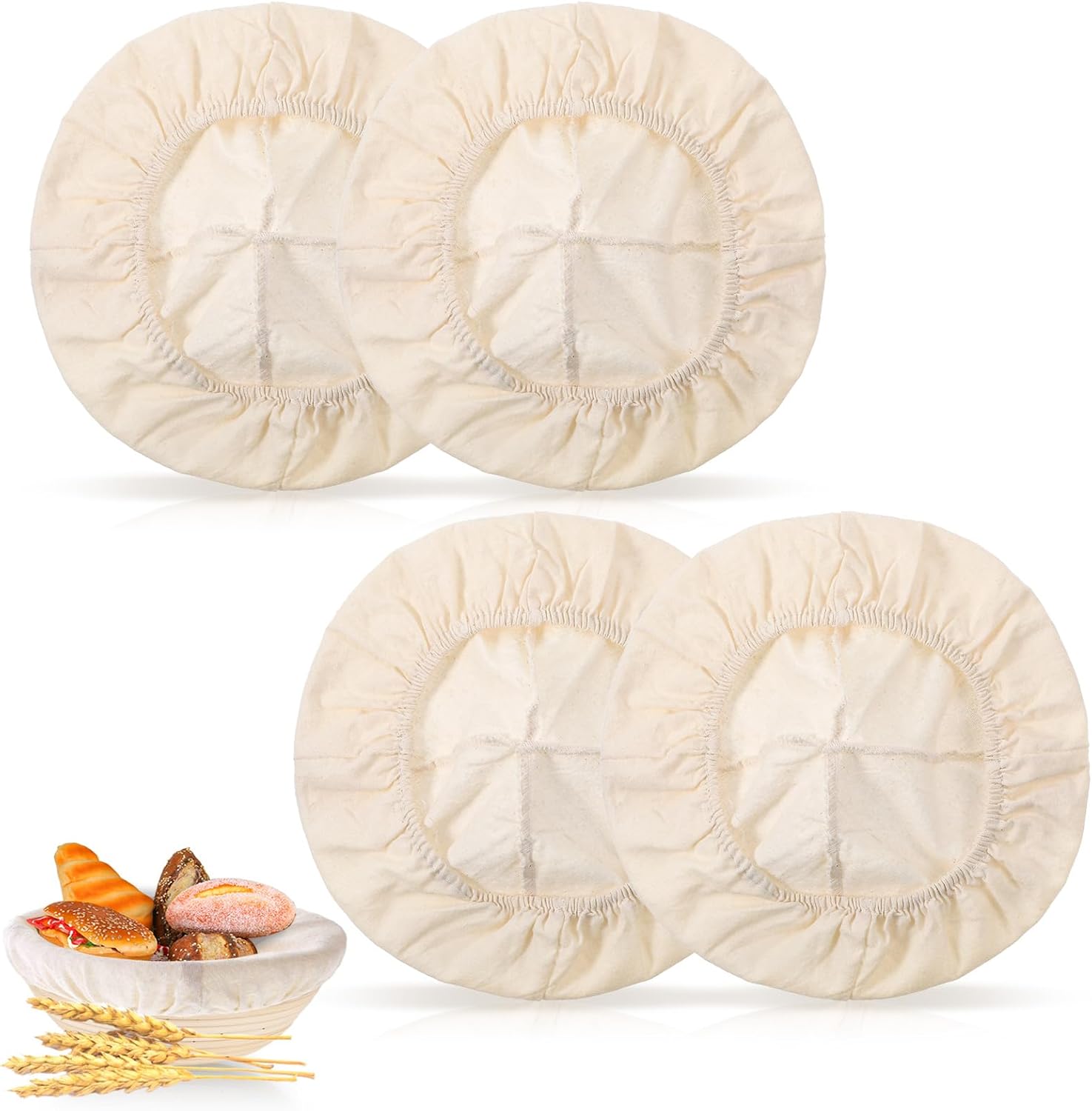 Couvercles de bol en jute et coton pour pain x4 Vendos85 - Mathon
