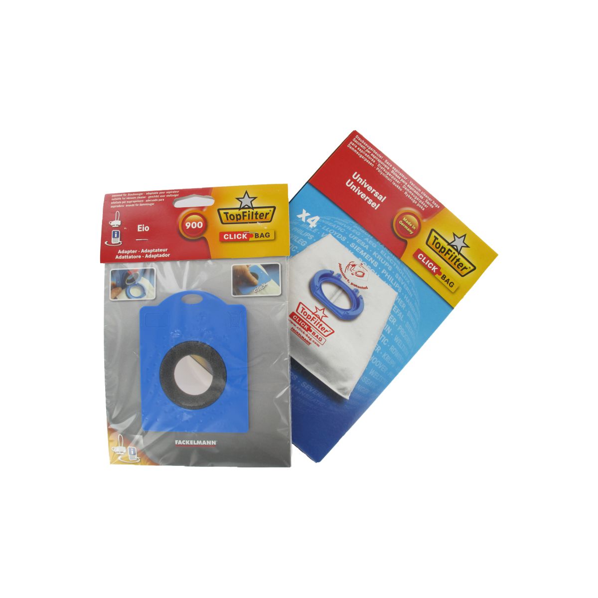 Boite de 4 sacs aspirateurs universels Top Filter avec Adaptateur Click Bag pour aspirateurs Elio TopFilter - Mathon - 1