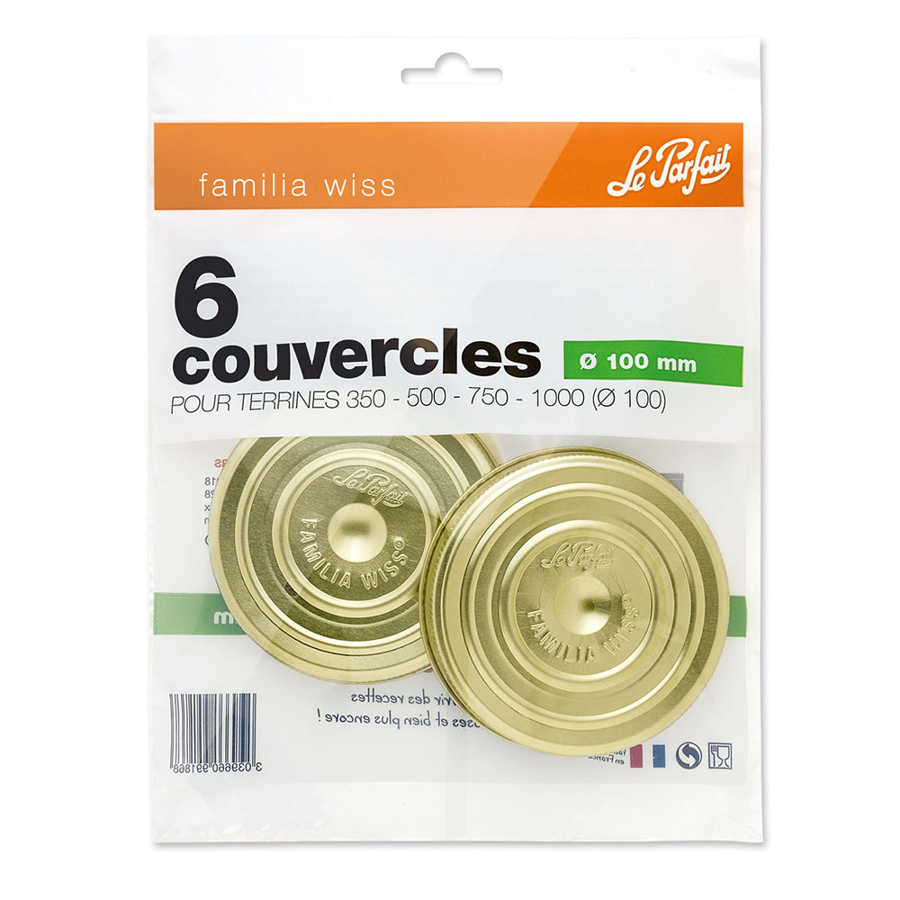 Sachet de 6 couvercles Familia Wiss 10 cm Le Parfait - Mathon - 1