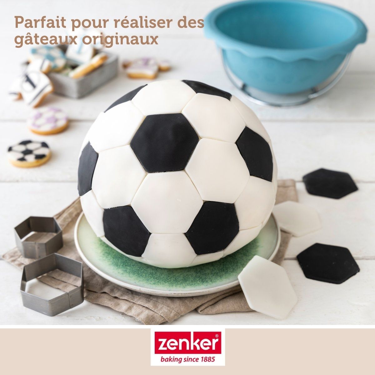 Moule demi sphère pour gâteau ballon de foot 18 cm Zenker Spécial Football Zenker - Mathon - 5