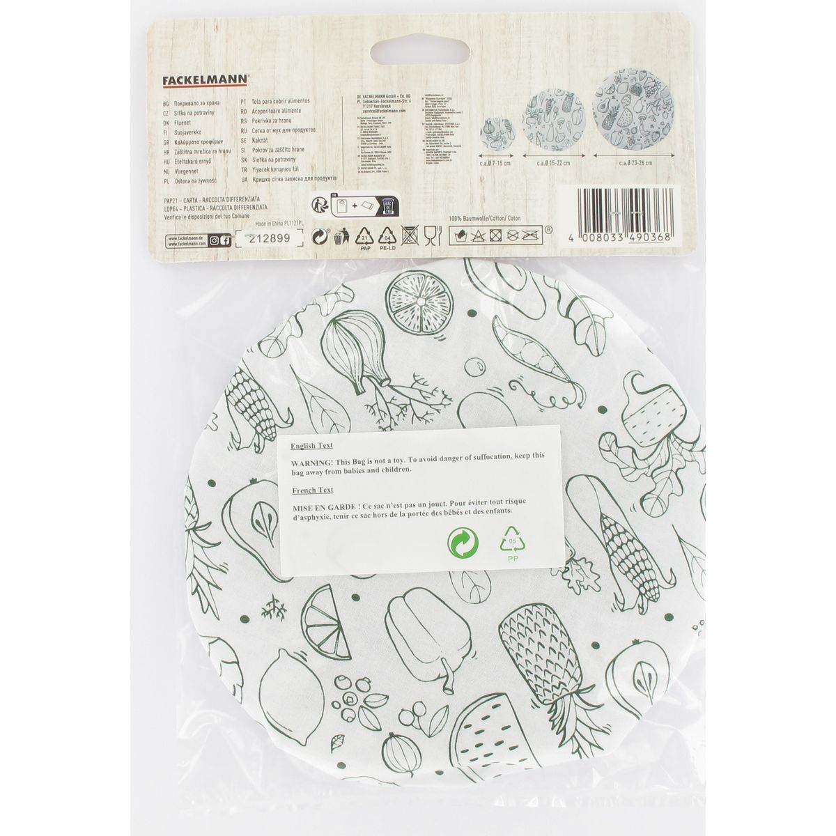 Lot de 3 films étirables réemployables en coton de 8 à 20 cm  Nature Fackelmann - Mathon - 6