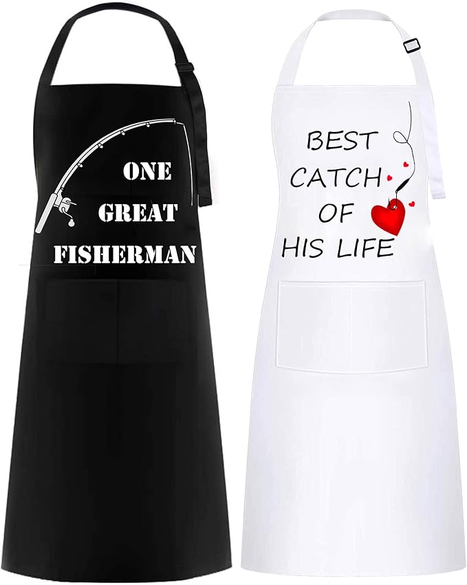 Tabliers Couple Amusants Réglables Blanc & Noir Vendos85 - Mathon