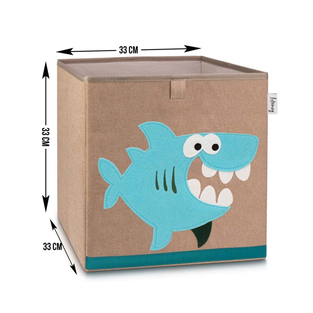 Boîte de rangement en tissu pour enfant "requin" sur fond foncé, compatible Ikea Kallax Lifeney Fackelmann - Mathon - 3