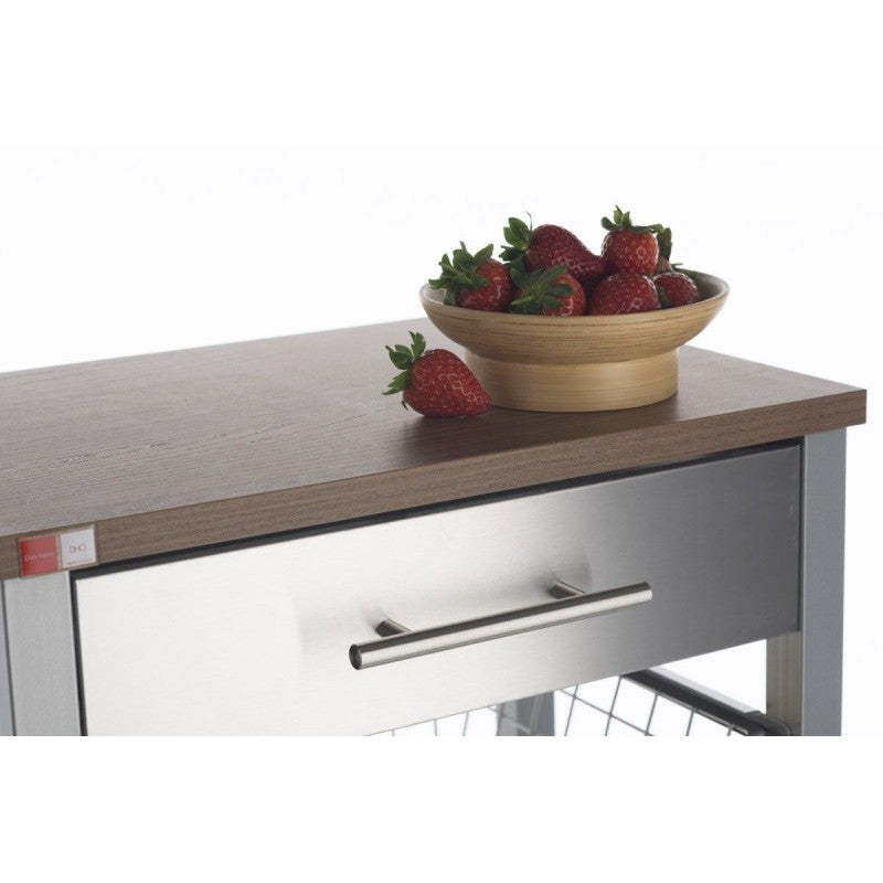 Desserte de cuisine sur roulettes, plan de travail couleur cerisier, onda Don Hierro - Mathon - 4