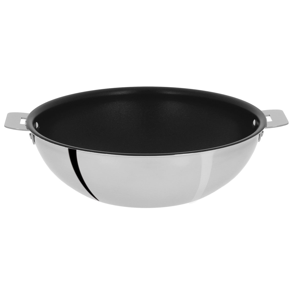 Wok inox antiadhésif Exceliss+ à poignée amovible 24cm Cristel - Mathon - 1