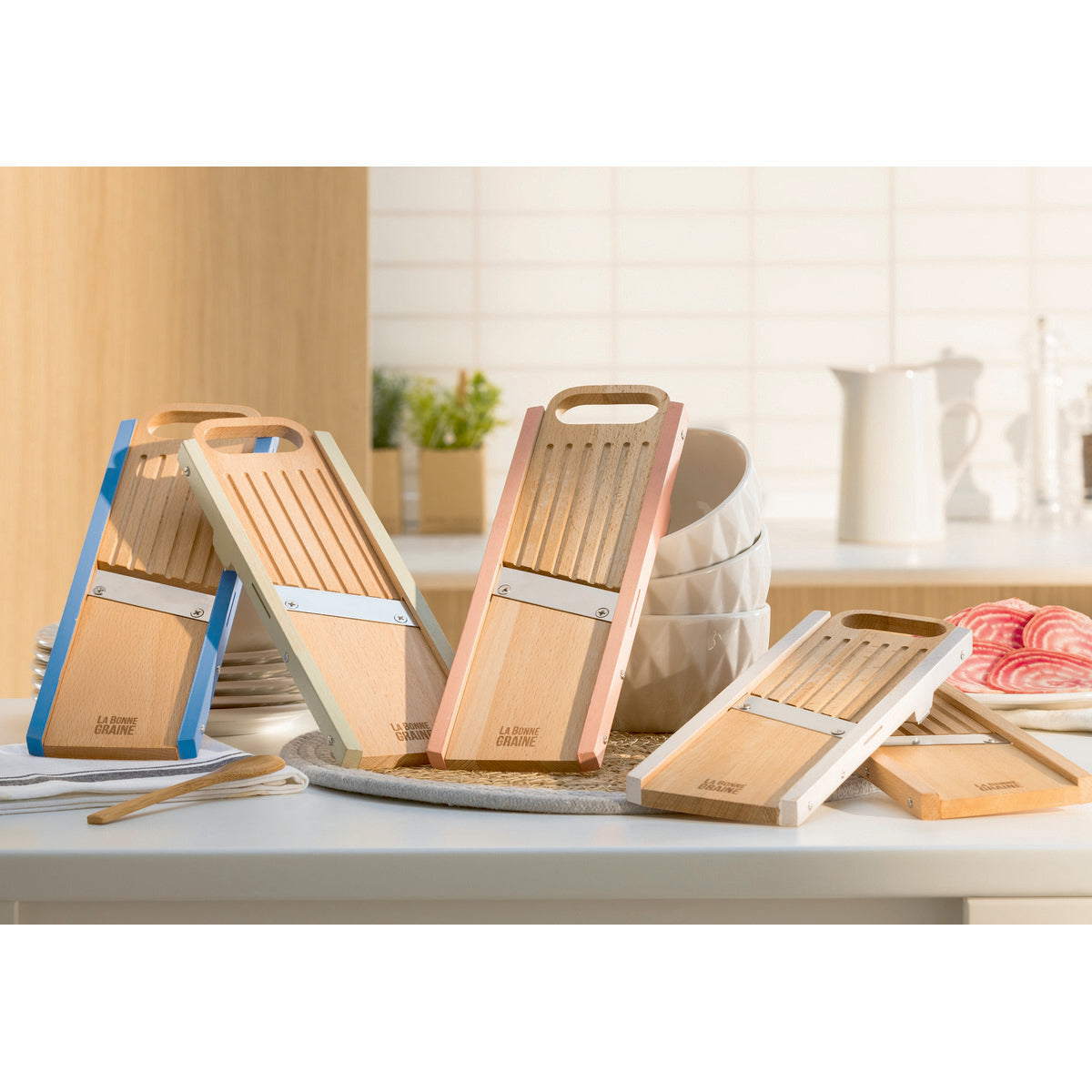 Mandoline bois traditionnelle FSC  - 75 mm - 1 à 10 mm - Naturelle La Bonne Graine - Mathon - 3