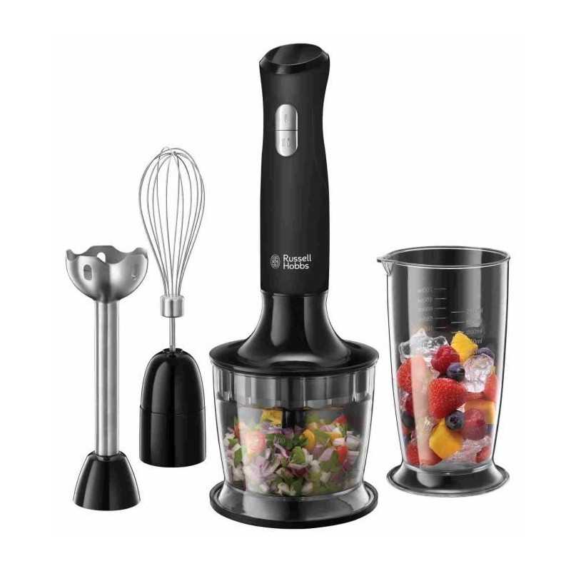Mixeur Plongeant 3-en-1 -   - Matte Black 24702-56 - 500 W - Bol 700 Ml - Hachoir 500ml - 2 Vitesses Russell Hobbs - Mathon - 1