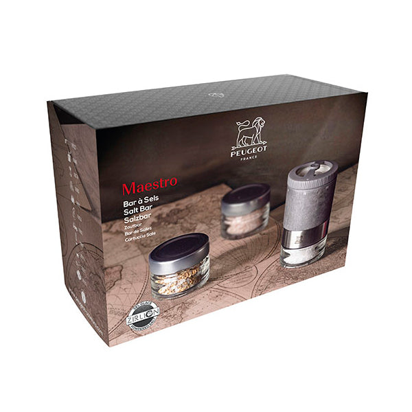 Coffret moulin à sel Maestro à réservoirs interchangeables et 3 sels Peugeot - Mathon - 4