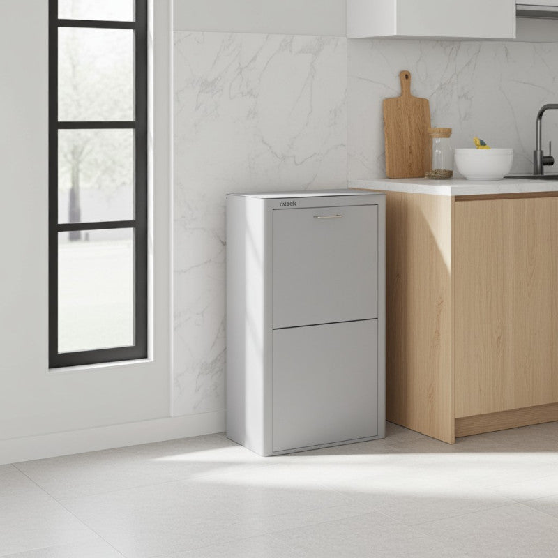 Poubelle cuisine de tri sélectif CUBEK, 4 compartiments de 20 litres, Gris Don Hierro - Mathon - 5