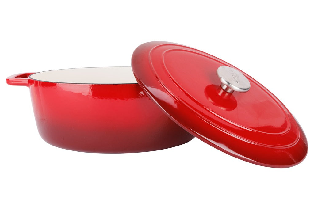 Cocotte ovale en Fonte émaillée, FONTESTIC, Rouge, 31x24 cm - Mathon - 2