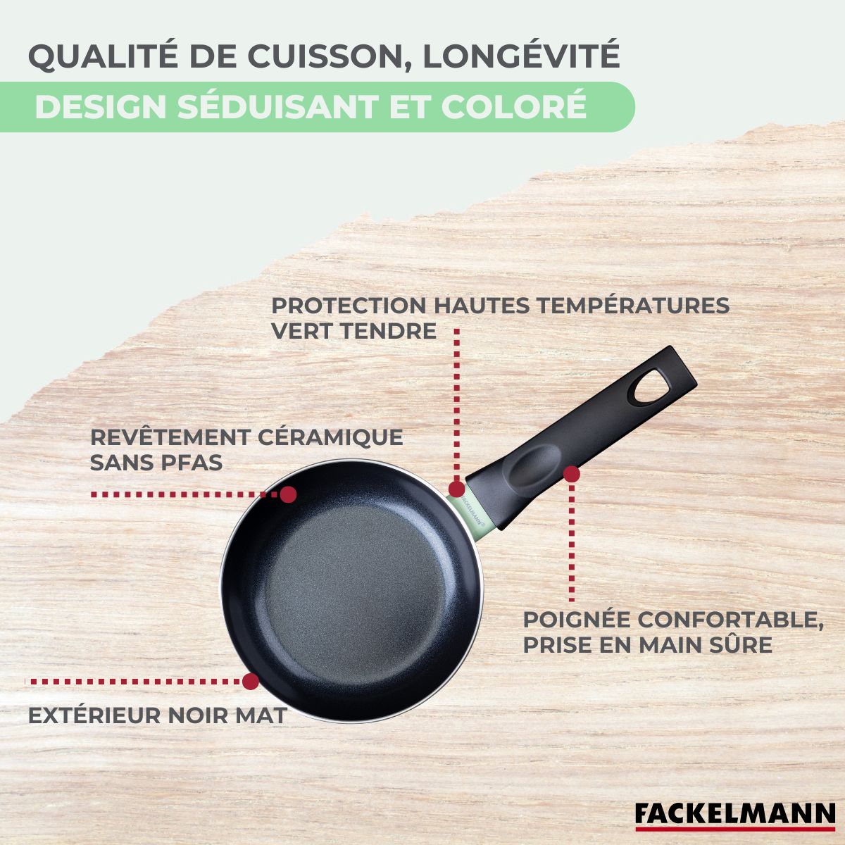 Set de 1 poêle 20 cm, 3 casseroles antiadhésives céramique 16, 18 et 20 cm et 6 ustensiles  Brandao Fackelmann - Mathon - 6